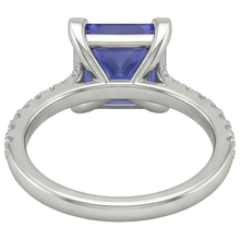 Prong Set Tanzanite And Natural Earth Mined Diamonds 3.80 Carats Ring White Gold 14K