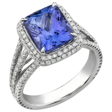 Prong Set Tanzanite And Natural Earth Mined Diamonds 4.78 Carats Wedding Ring Gold White