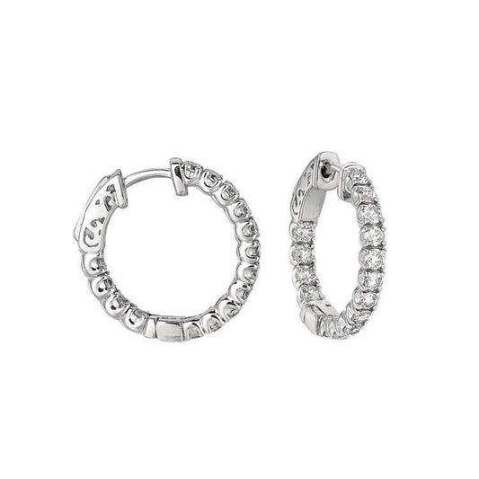 Prong Setting 1.51 Ct. Genuine Round Brilliant Diamond 5 Pointer Hoop Earring