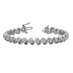 Prong Setting 6.75 Carats Round Real Diamond Tennis Bracelet White Gold