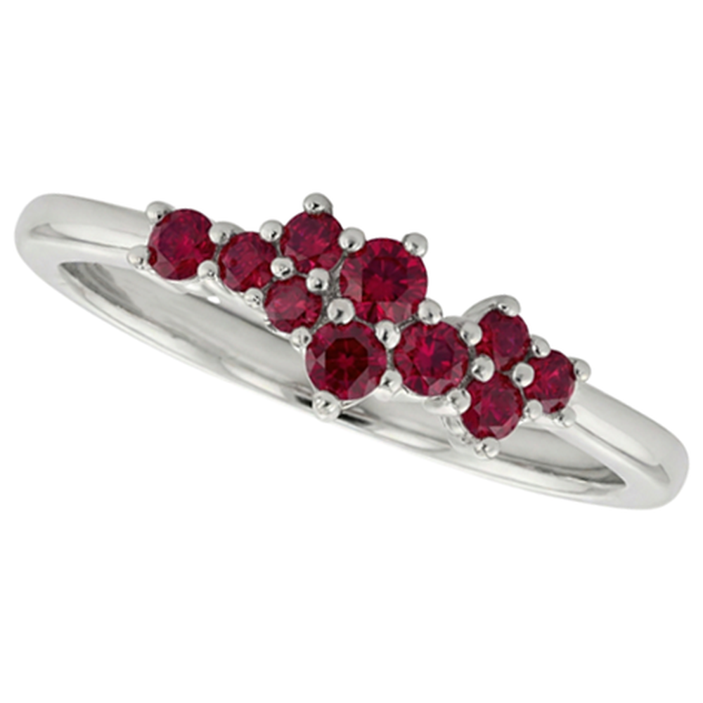 Prong Setting Ring Ruby Stones White Gold 14K 1 Carat
