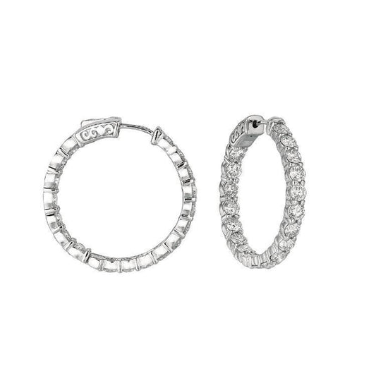 Prong Setting Round 5.54 Carat Real Diamond Hoop Women Earring WG 14K