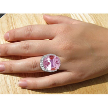 Prong Set 36.75 Ct Pink Kunzite With Diamonds Ring White Gold 14K