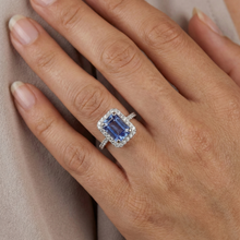 Prong Set Ceylon Sapphire With Natural Earth Mined Diamonds 4 Ct Ring White Gold 14K