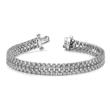 Quad Row 6.60 Carats Round Cut Real Diamonds Bracelet White Gold 14K New