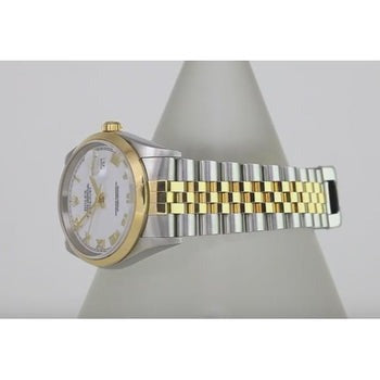 Men's Watch Smooth Bezel White Roman Dial