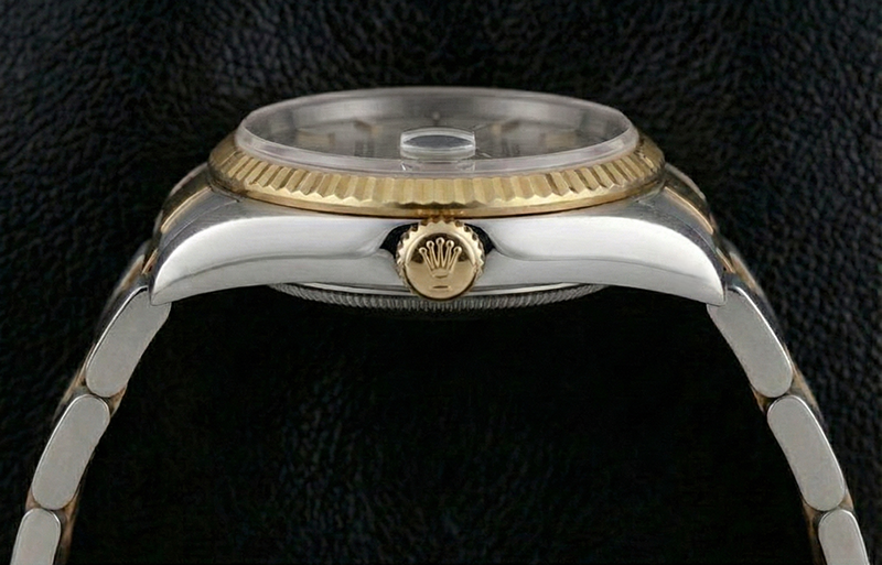 Quick Set Rolex Watch Oyster Band No Holes Datejust Rolex Two Tone QUICK SET