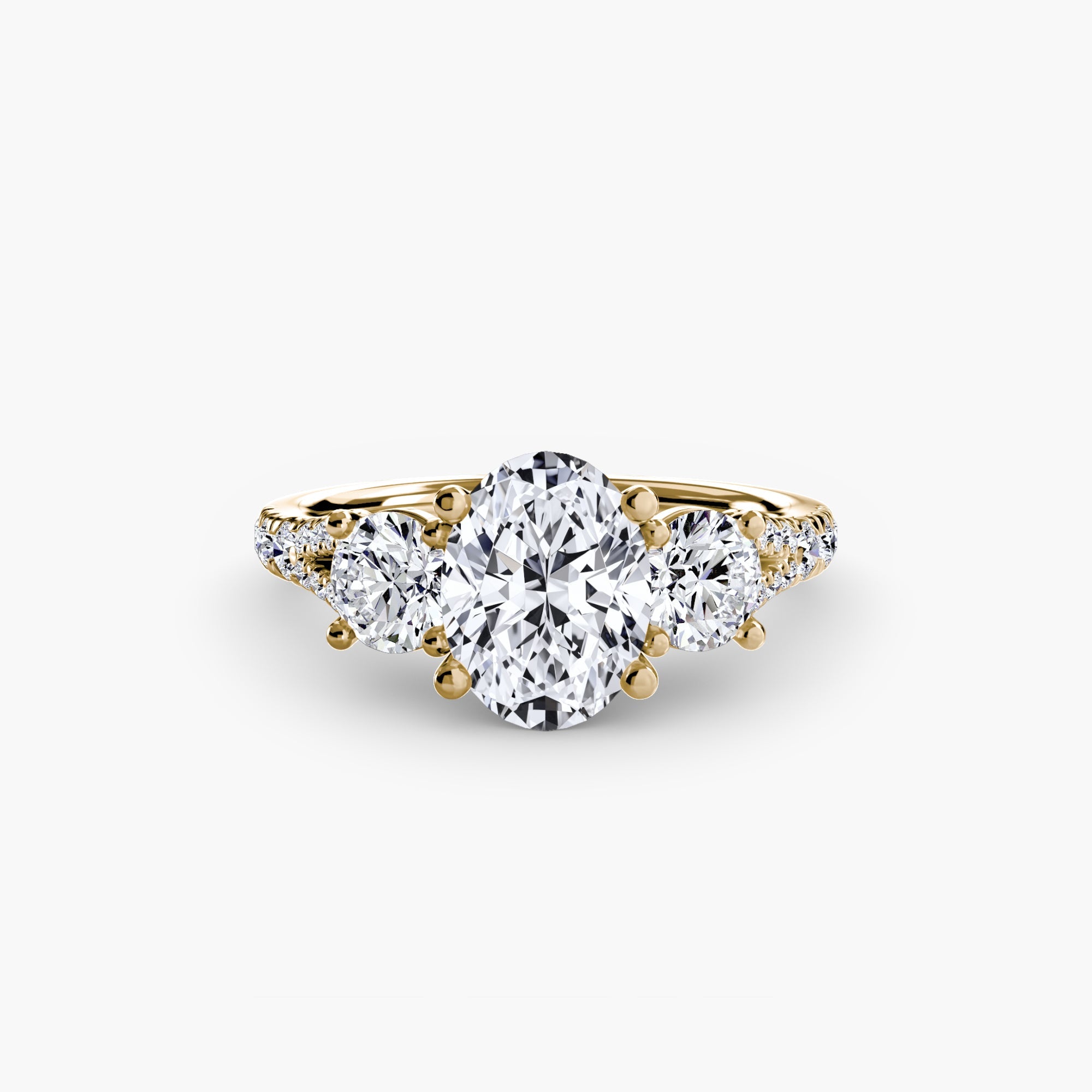 Fine Diamond Round Brilliant Setting in Gold – profile view