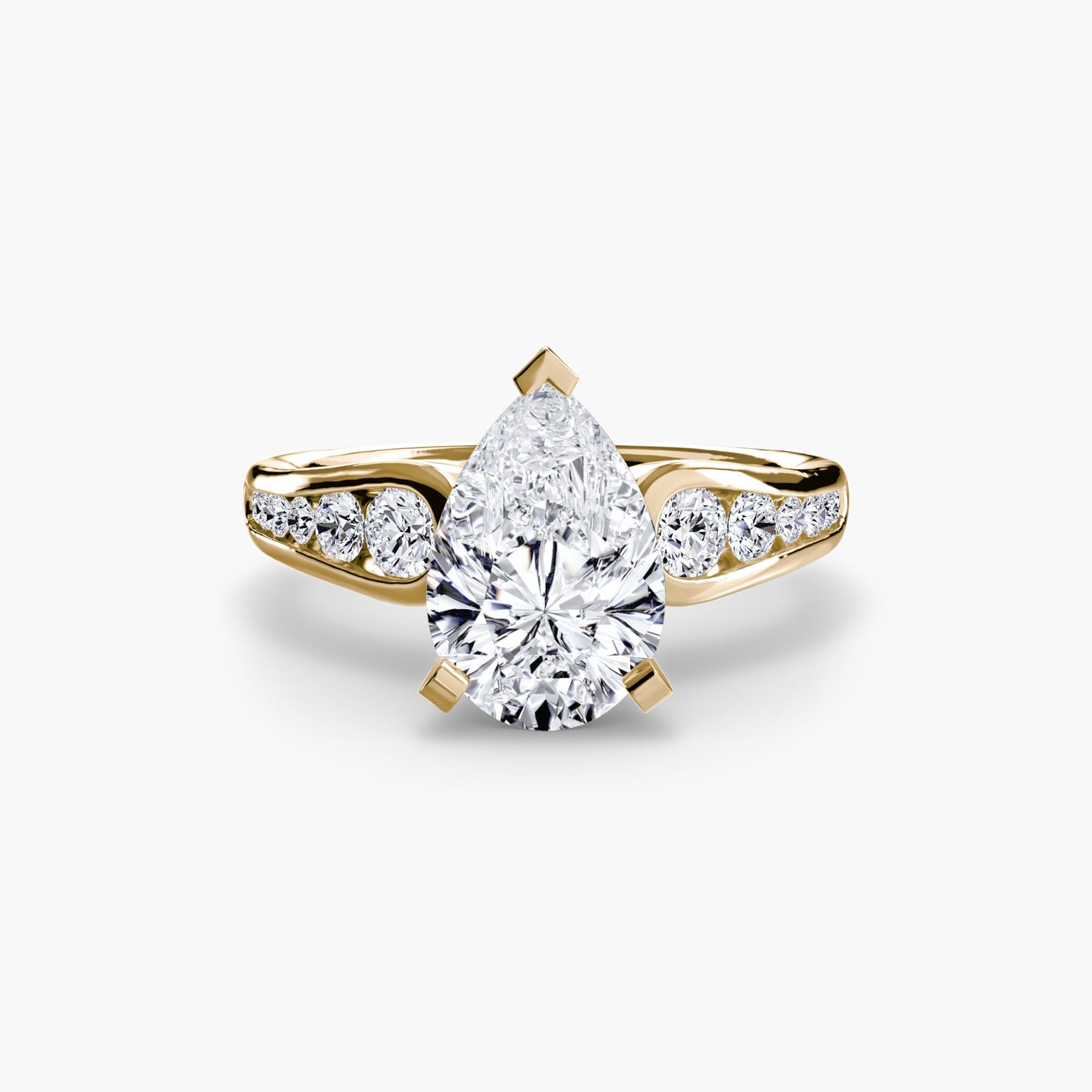 Round Brilliant Precious Stone ring in Gold – profile view