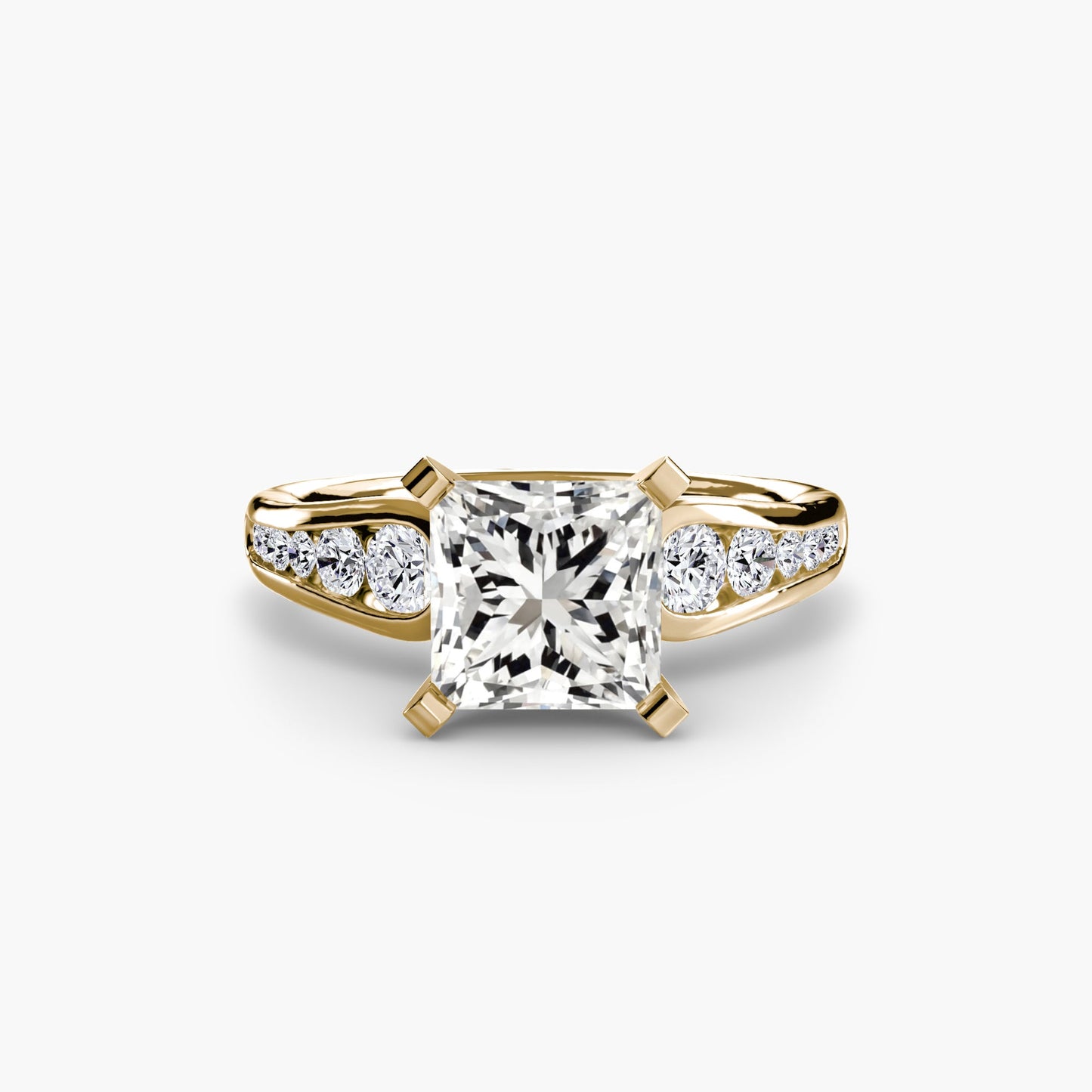Precious Stone Round Brilliant Setting in Gold – front view