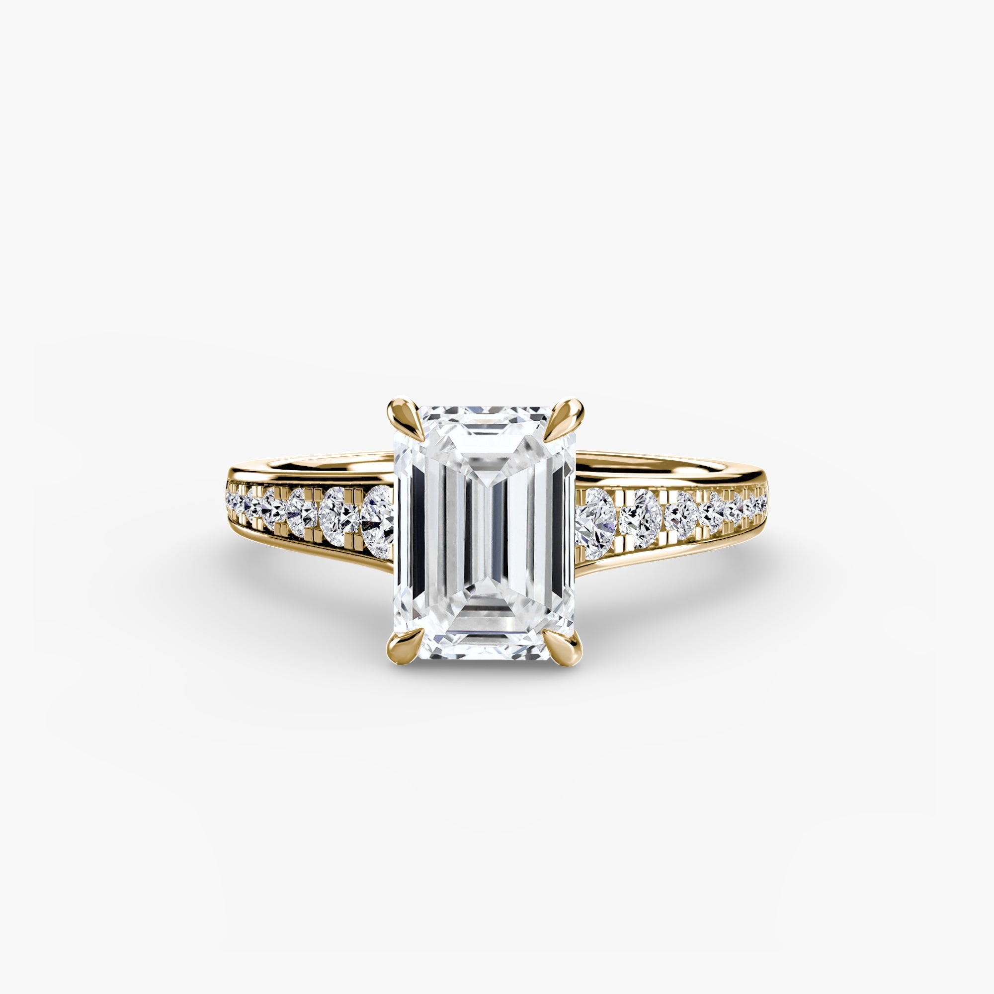 Round Cut Precious Stone ring in Gold – back view