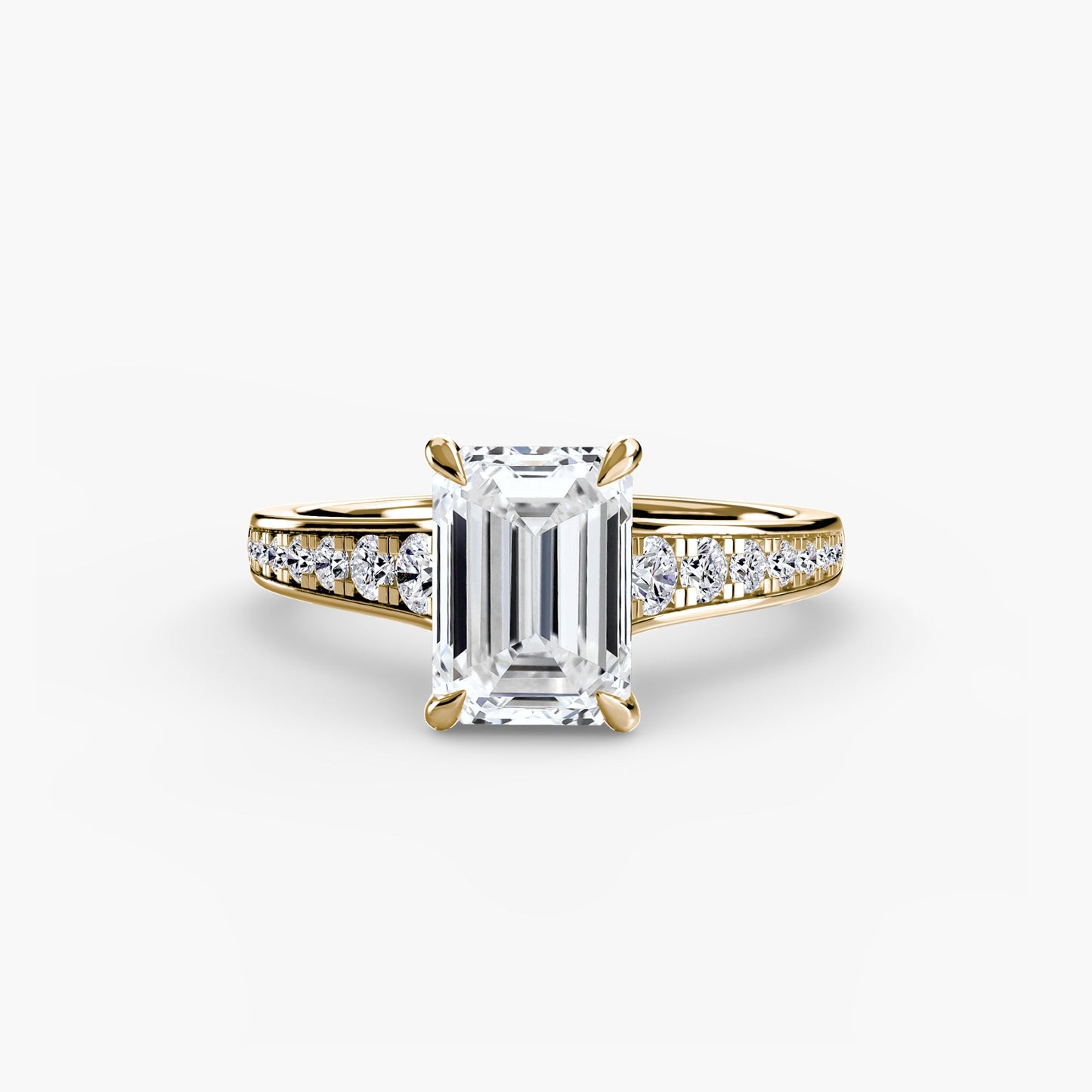 Round Cut Precious Stone ring in Gold – back view