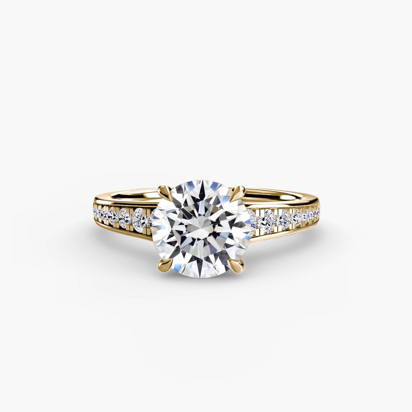 Precious Stone Round Cut Setting in Gold – front view