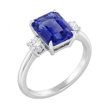 Radiant 3 Stone Blue Sapphire Ring 1.25 Carats Small Round Natural Earth Mined Diamonds