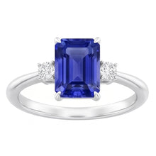 Radiant 3 Stone Blue Sapphire Ring 1.25 Carats Small Round Natural Earth Mined Diamonds