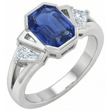 Radiant 3 Stone Gemstone Ring 2.50 Carats Bar Set Baguette Natural Earth Mined Diamonds