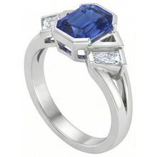 Radiant 3 Stone Gemstone Ring 2.50 Carats Bar Set Baguette Natural Earth Mined Diamonds