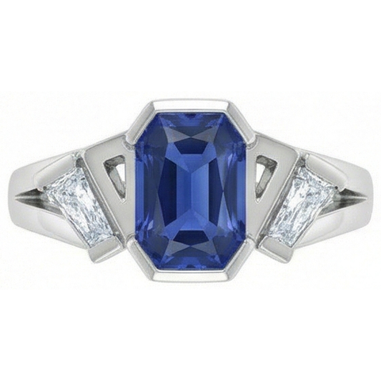 natural radiant sapphire 2.50ct ring front view