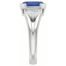 Radiant 3 Stone Gemstone Ring 2.50 Carats Bar Set Baguette Natural Earth Mined Diamonds