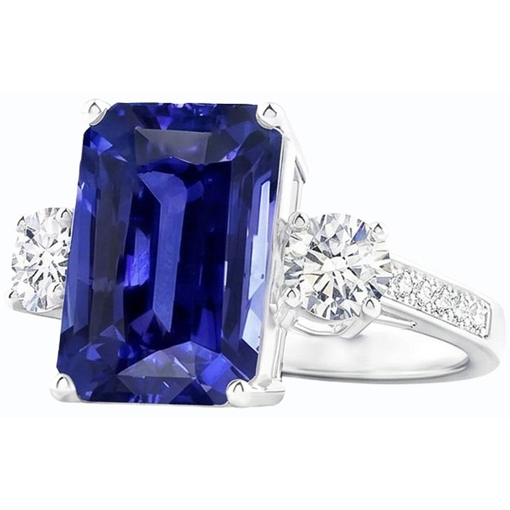 natural round sapphire 6ct ring side angle