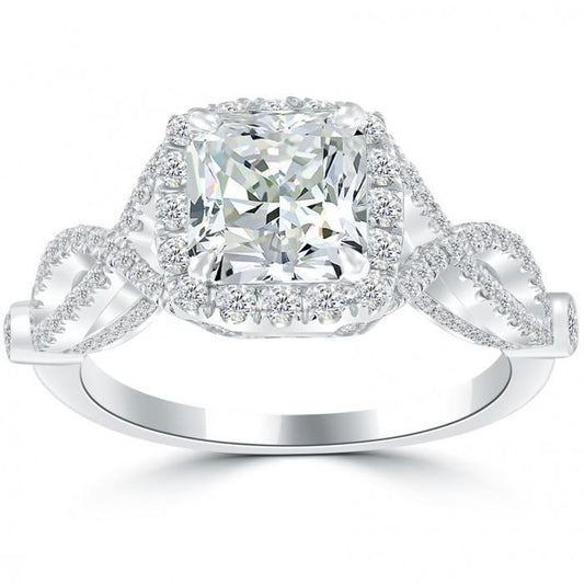 Radiant And Round Natural Diamond Halo Ring 3.50 Carats