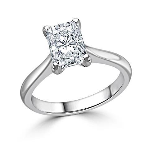 Radiant Cut 2.75 Ct Real Solitaire Diamond Anniversary Ring White Gold 14K
