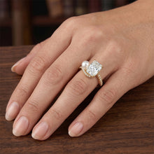 Radiant Cut Accent Solitaire Ring – Pearl 4 ct 14K Yellow Gold
