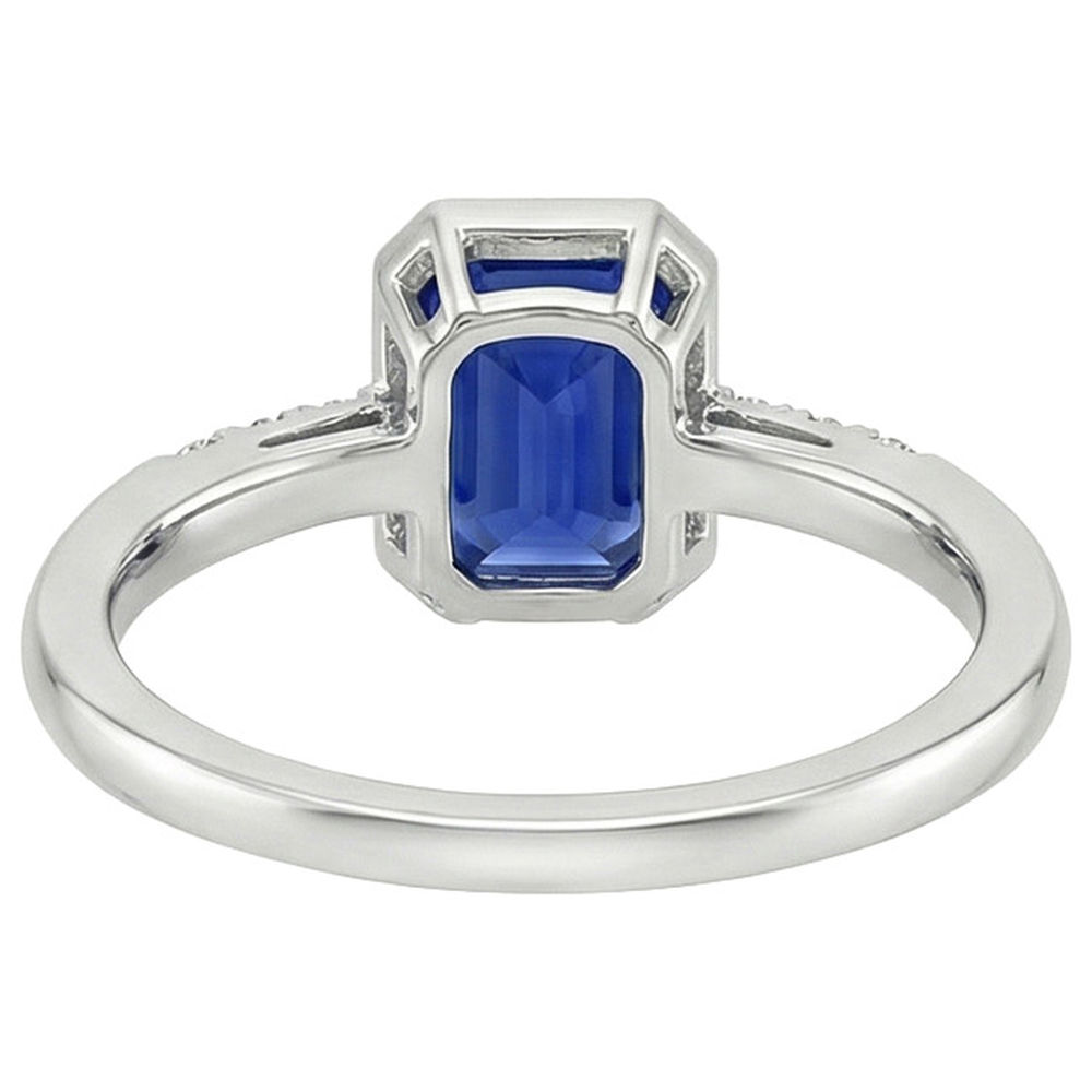 Radiant Cut Bezel Set Ring Ceylon Sapphire & Natural Earth Mined Diamond 3.50 Carats