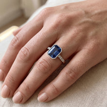 Radiant Cut Bezel Set Ring Ceylon Sapphire & Natural Earth Mined Diamond 3.50 Carats