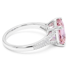 Radiant Cut Kunzite With Round Natural Earth Mined Diamonds 17.90 Carats Ring 14K Gold