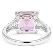 Radiant Cut Kunzite With Round Natural Earth Mined Diamonds 17.90 Carats Ring 14K Gold