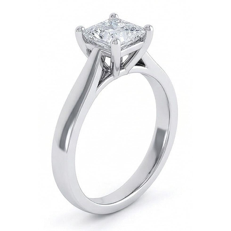 Radiant Cut Solitaire 1.10 Carat Natural Earth Mined Diamond Wedding Ring White Gold 14K