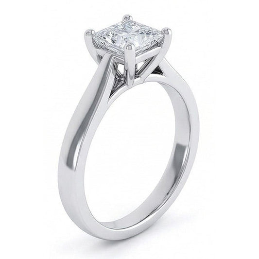 Radiant Cut Solitaire 1.10 Carat Natural Earth Mined Diamond Wedding Ring White Gold 14K