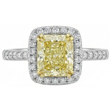 Radiant Cut Yellow Sapphire Gemstone Ring White Gold Natural Earth Mined Diamond 2.5 Ct.