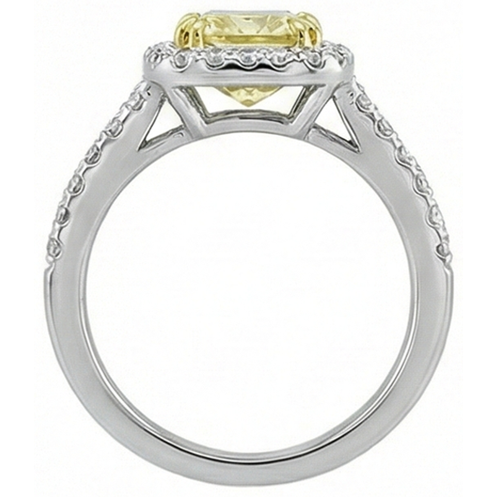 Radiant Cut Yellow Sapphire Gemstone Ring White Gold Natural Earth Mined Diamond 2.5 Ct.