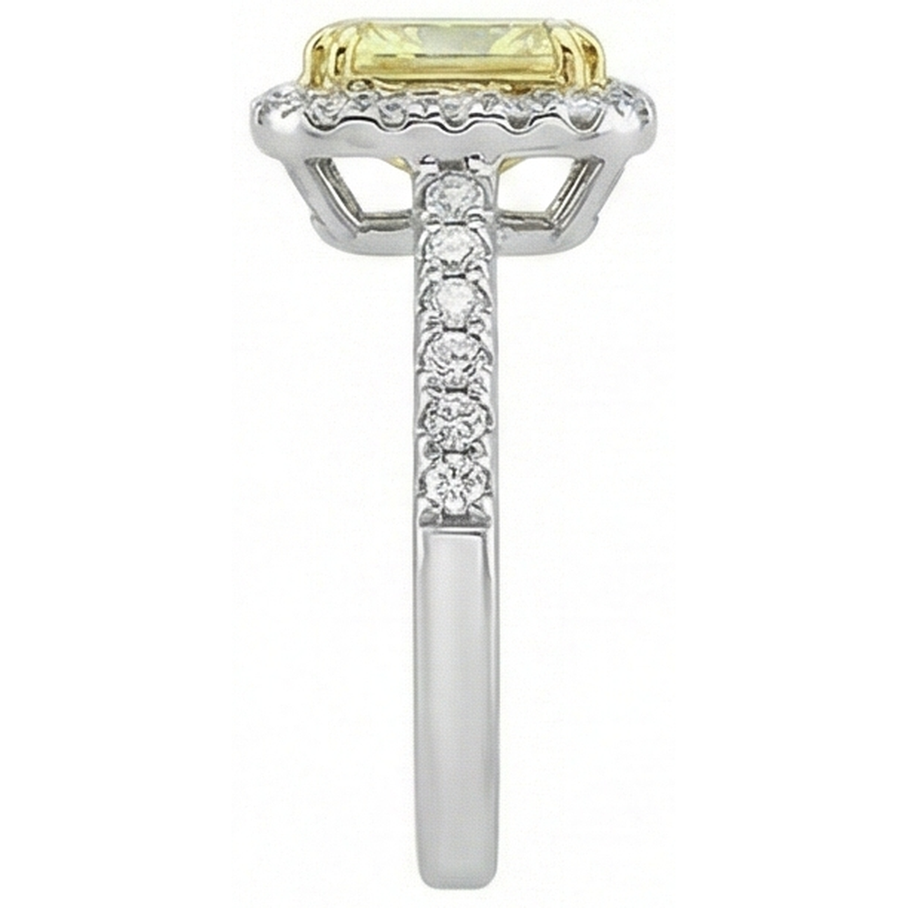 Radiant Cut Yellow Sapphire Gemstone Ring White Gold Natural Earth Mined Diamond 2.5 Ct.