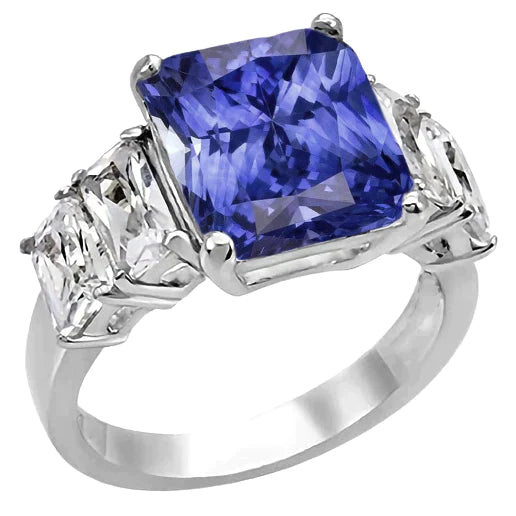 Radiant Diamond Ring With Sapphire