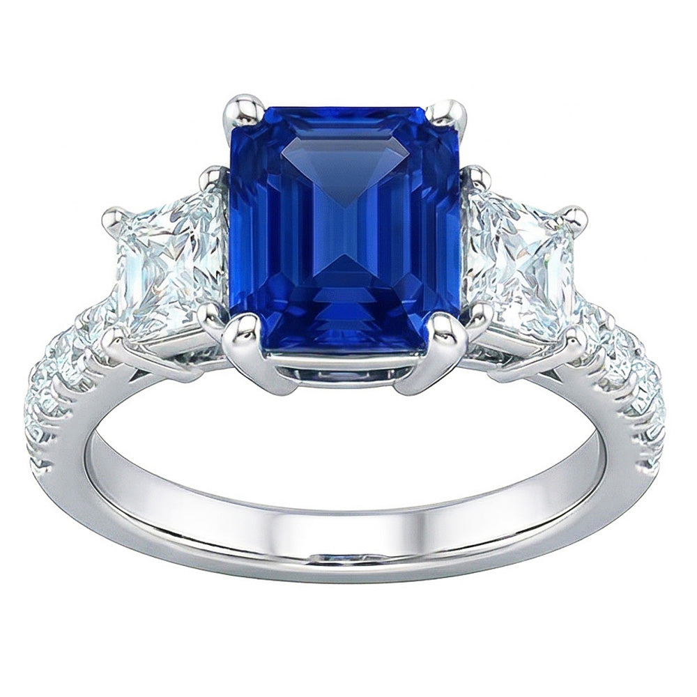 natural round sapphire 3.50ct ring side angle