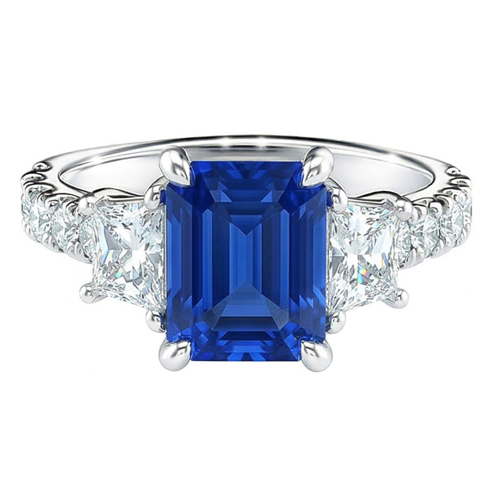 natural round sapphire 3.50ct ring close up detail