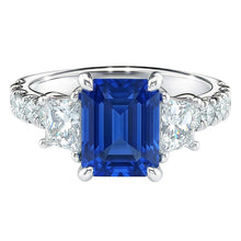 natural round sapphire 3.50ct ring close up detail