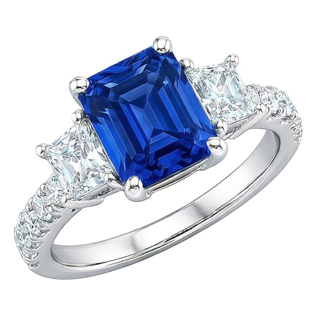 natural round sapphire 3.50ct ring profile view