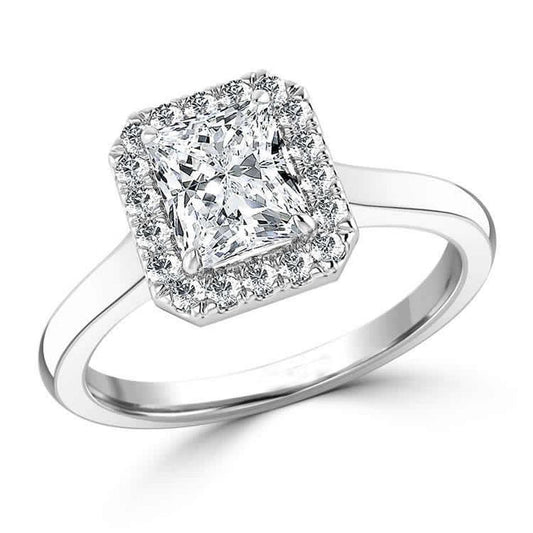 Radiant Genuine Diamond Halo Ring 3.60 Ct 14K White Gold