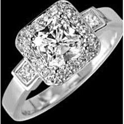 Radiant Natural Diamond 3 Carat Royal Engagement Ring Halo New