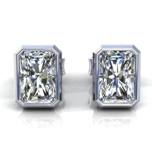 Radiant Natural Diamond Mens Stud Earrings