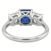 Radiant Natural Earth Mined Diamond Jewellery Emerald Blue Sapphire 3 Stone Ring 3 Carats