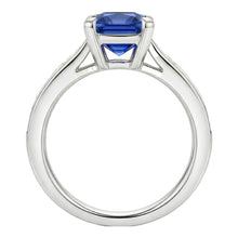 Radiant Sapphire Engagement Ring 2 Carats Baguette Accents Channel Set