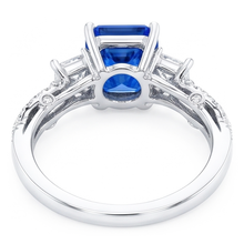 Radiant Sapphire Gemstone Ring 3 Stone Twisted Style 3.50 Carats