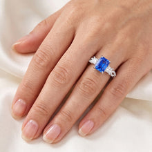 Radiant Sapphire Gemstone Ring 3 Stone Twisted Style 3.50 Carats