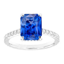 Radiant Sapphire Natural Earth Mined Diamond Engagement Ring