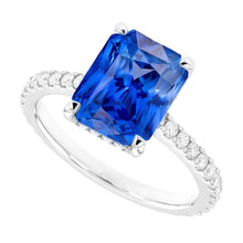 Radiant Sapphire Natural Earth Mined Diamond Engagement Ring